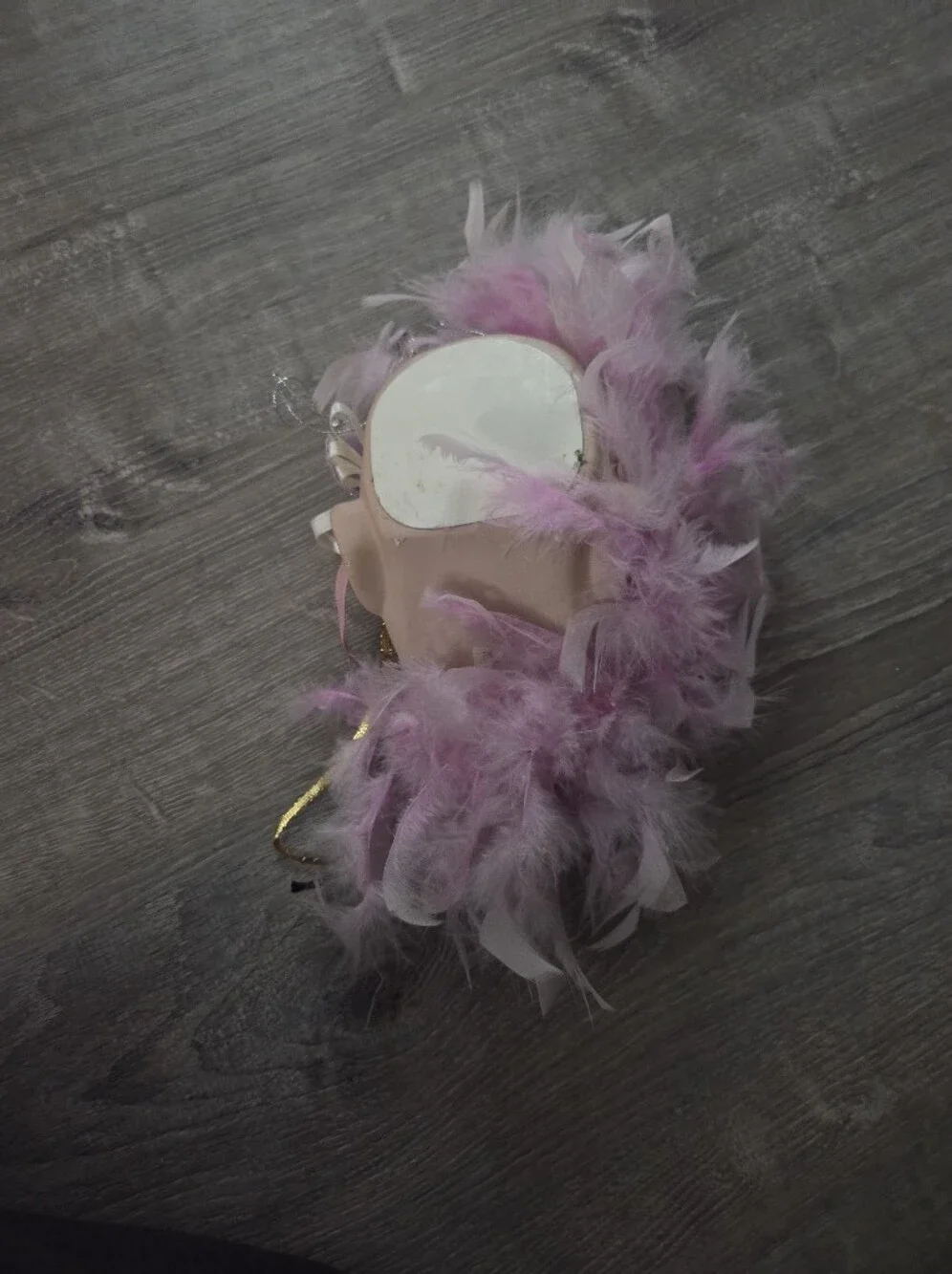 Pink Feathered Decorative Mask Wall Art